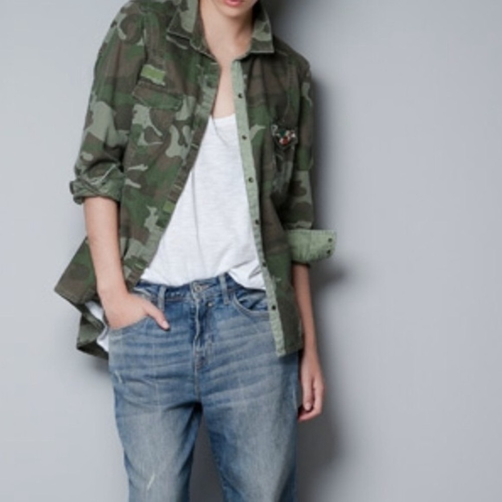 Zara Trafaluc Collection Jeweled Shirt Size Small